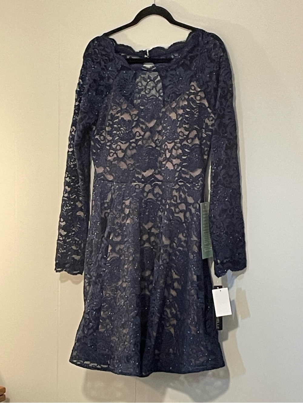 Navy Lace Long-Sleeve Fit & Flare Dress My Michelle Dress.
